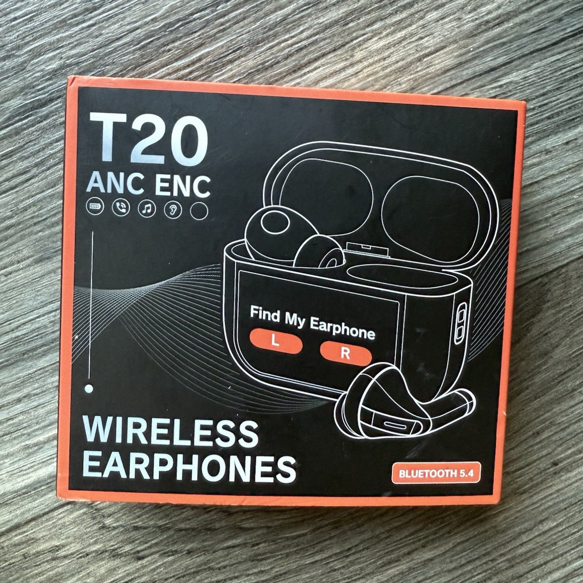 T20 ANC ENC Wireless In-Ear Earbuds BT 5.4 Black/Orange