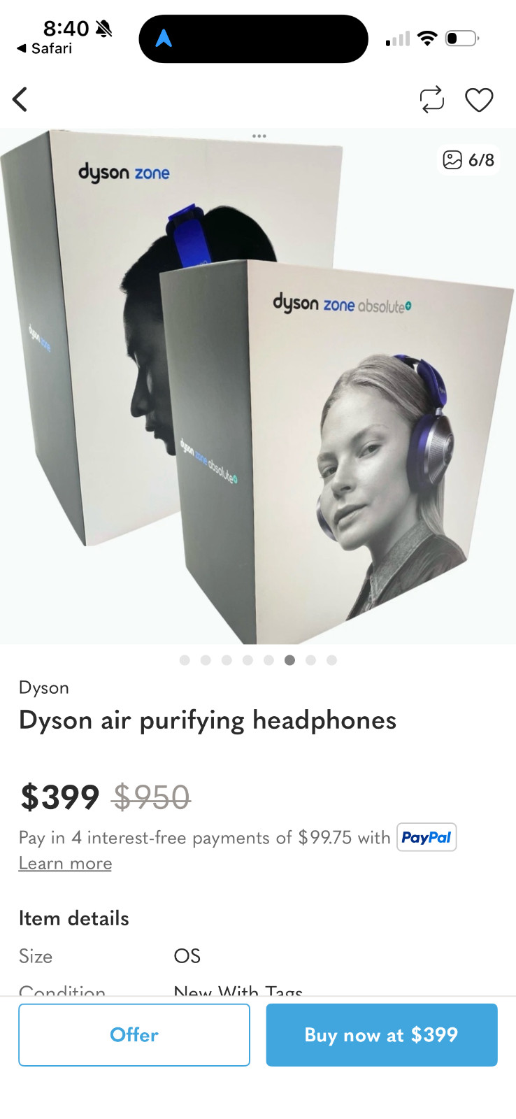 Dyson Zone Noise Cancelling Headphones with Air Purifier Ultra Blue Brand NEW