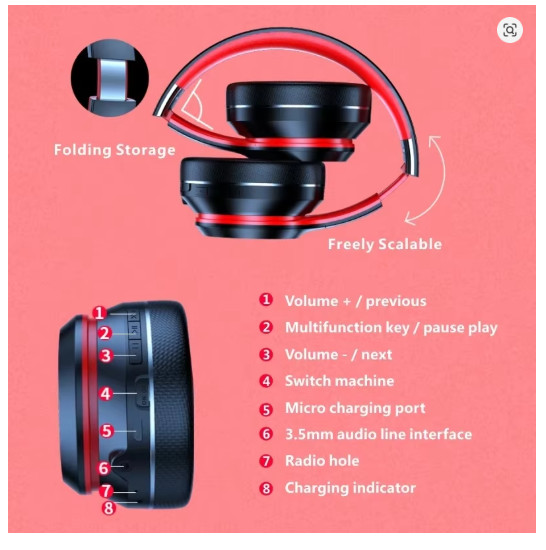 Lenovo HD200 Bluetooth Headphones Wireless Over-Ear HiFi Stereo Gaming Headset