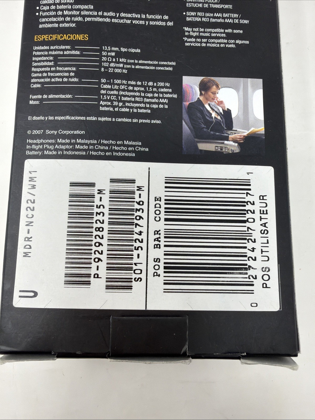 * NEW * SONY Ultra-Portable Noise Canceling Headphones MDR-NC22 with Flight Plug