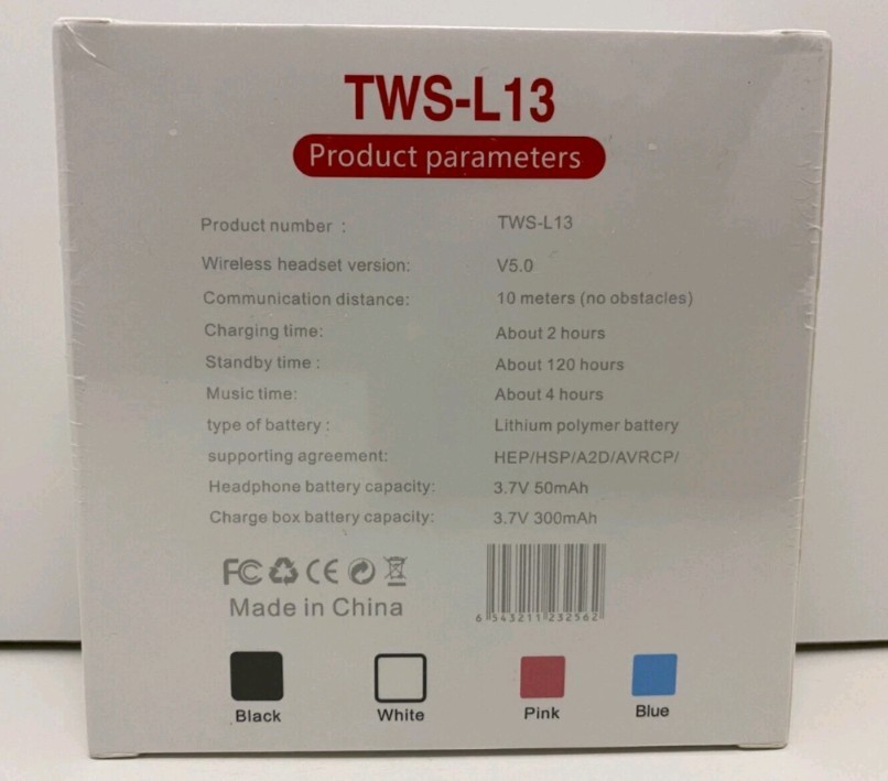 MUSIC Wireless Headphones True Wireless Stereo TWS-L13 3.7V Battery BRAND NEW