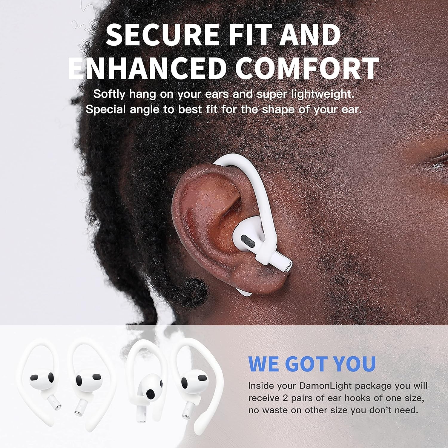 [2 Pairs] Ear Hooks for Airpods Pro 2 & 1, Airpods 4 & 3 & 2 & 1, Airpod Ear Ho