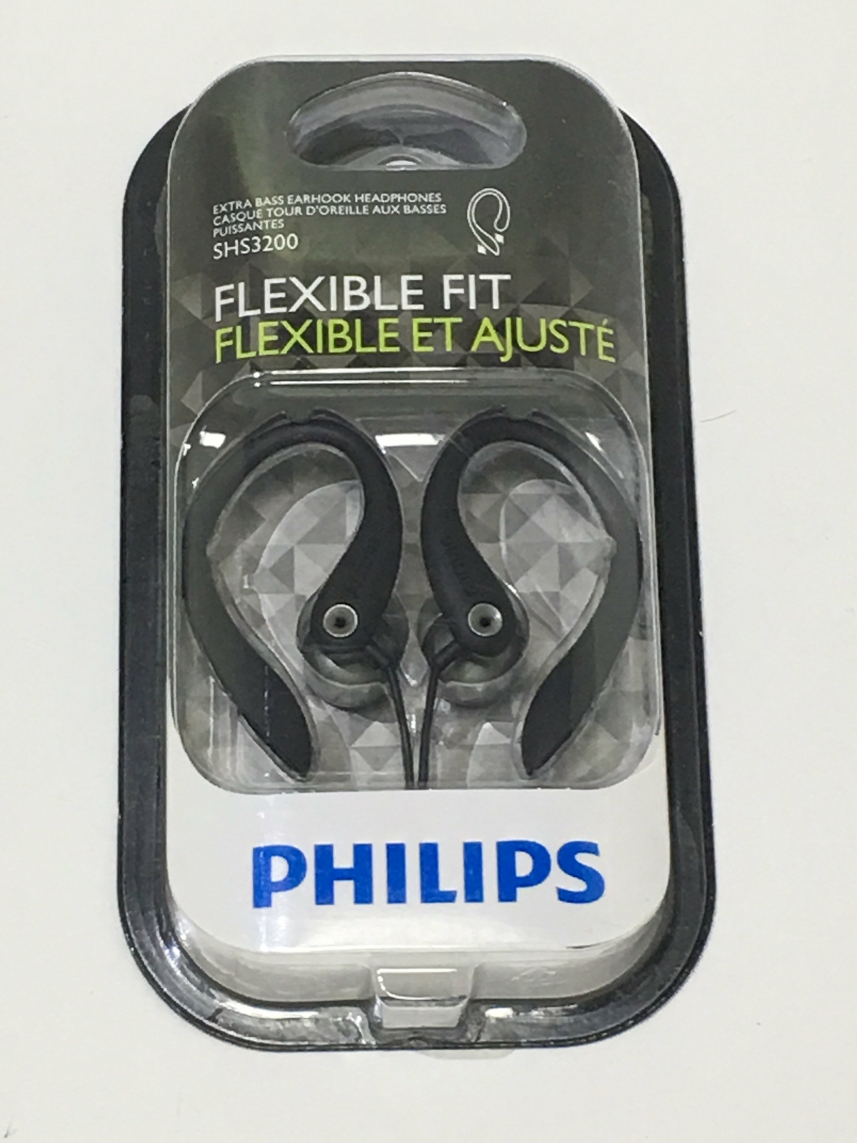 Philips Flexible Fit SHS3200BK/37 Headphones🎧Extra Bass Earhook Black Sport