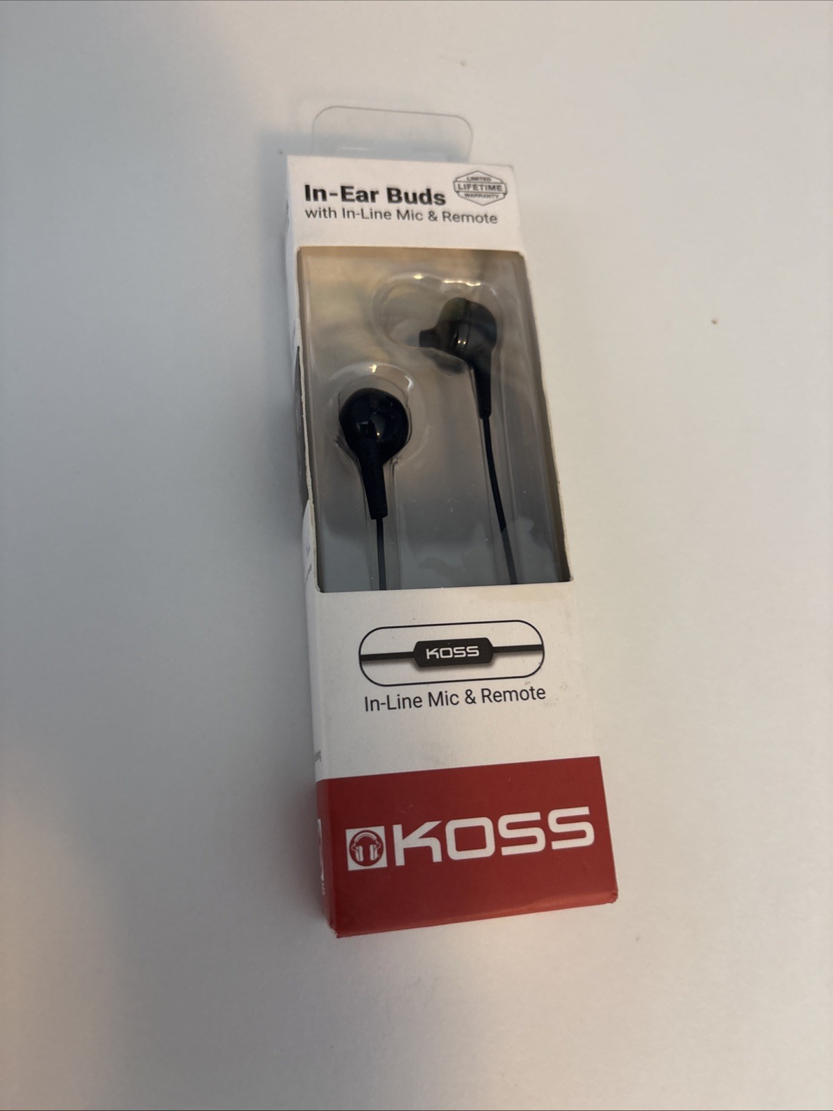 Koss Black Stereo In-Ear buds In-line Mic, 16-20kHz, 3.5mm Jack, Ships From USA