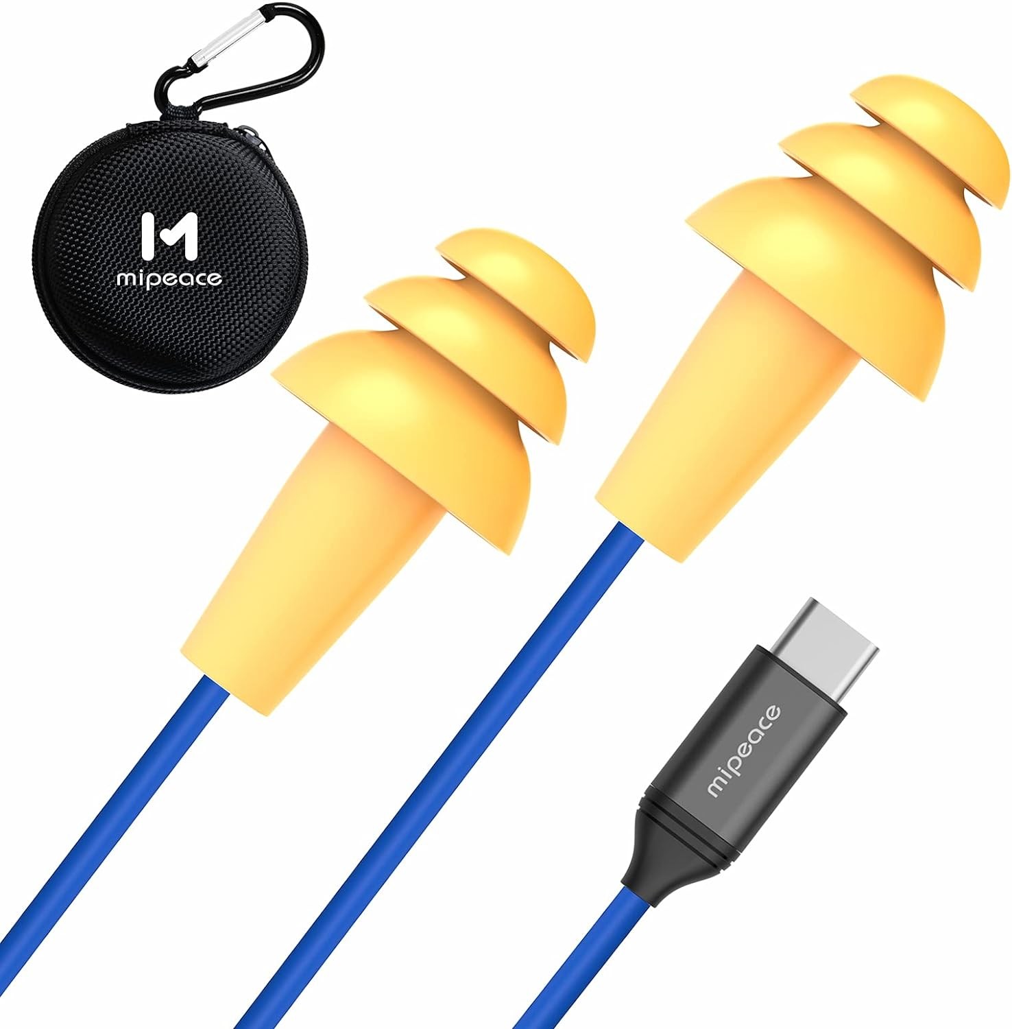 MIPEACE Ear Plug Headphones for Work, Work Earbuds USB Type C Blue (type-c)
