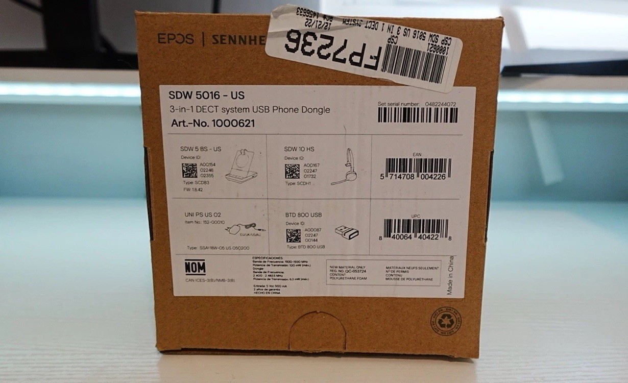 EPOS SENNHEISER SDW-5016 SINGLE SIDED WIRELESS DECT HEADSET – SEE DESCRIPTION