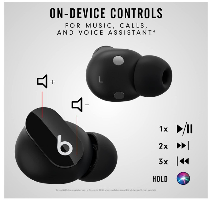 Beats by Dr. Dre Studio Buds Black Totally Wireless Noise Cancelling In Ear