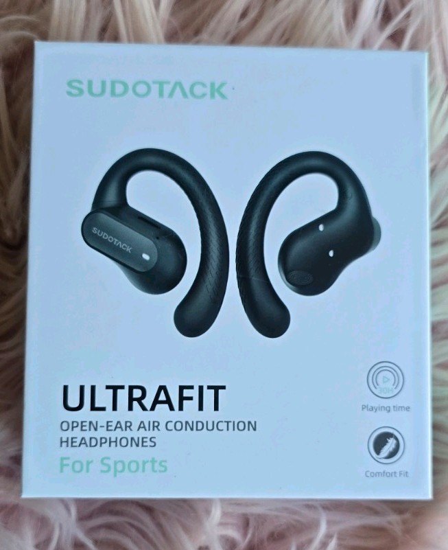 SUDOTACK Ultrafit Wireless Open Ear Headphones, Up to 30 Hours Playtime Beige