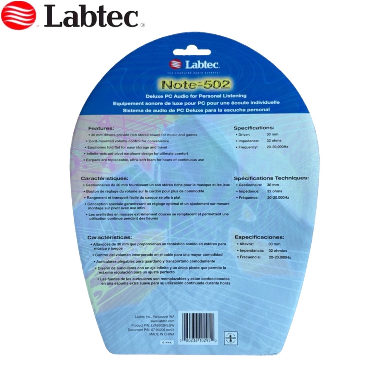 NEW Labtec Note 502 Compact Headphones Deluxe Ultra Soft, Black