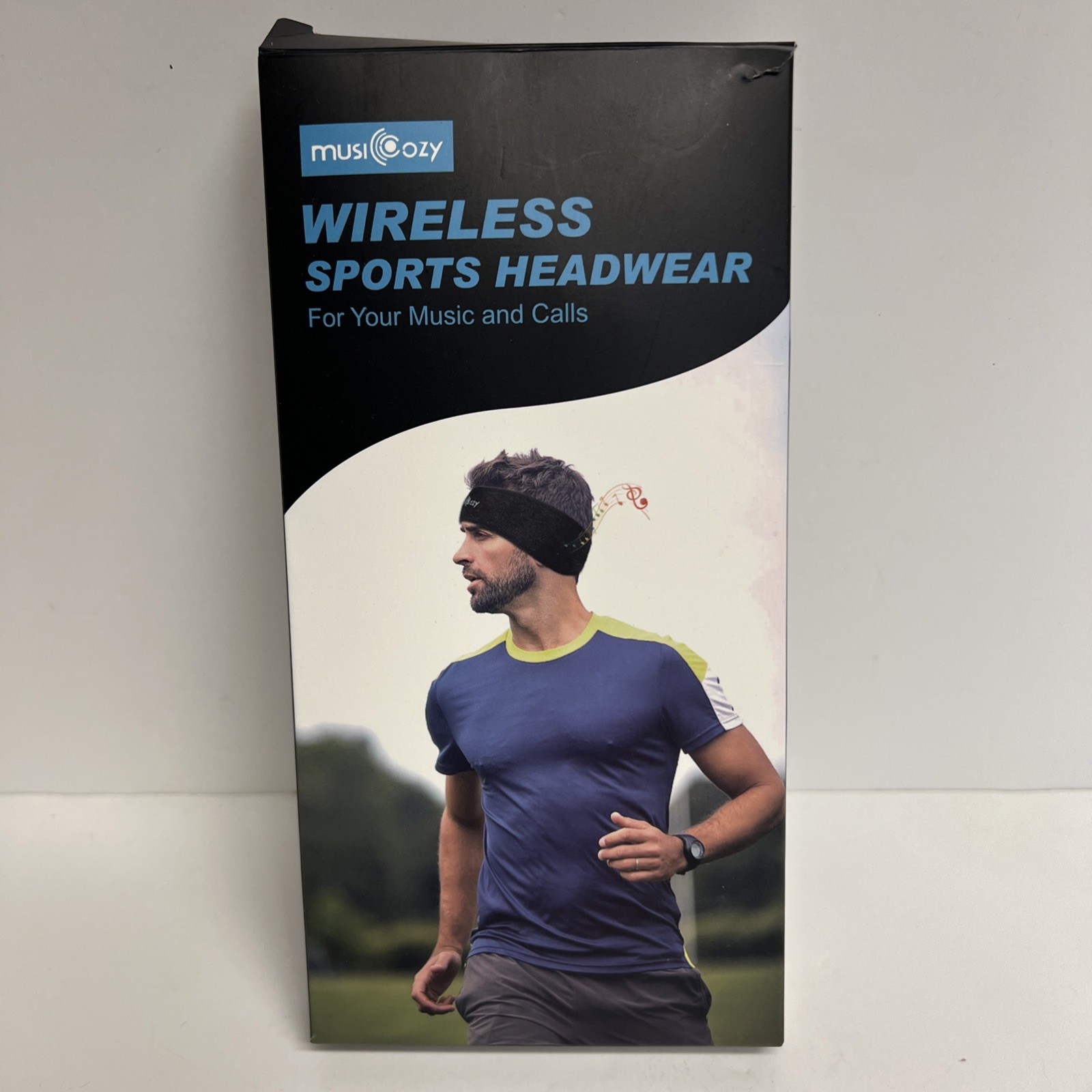 Musicozy Wireless Headphones Sports Headwear Black And White