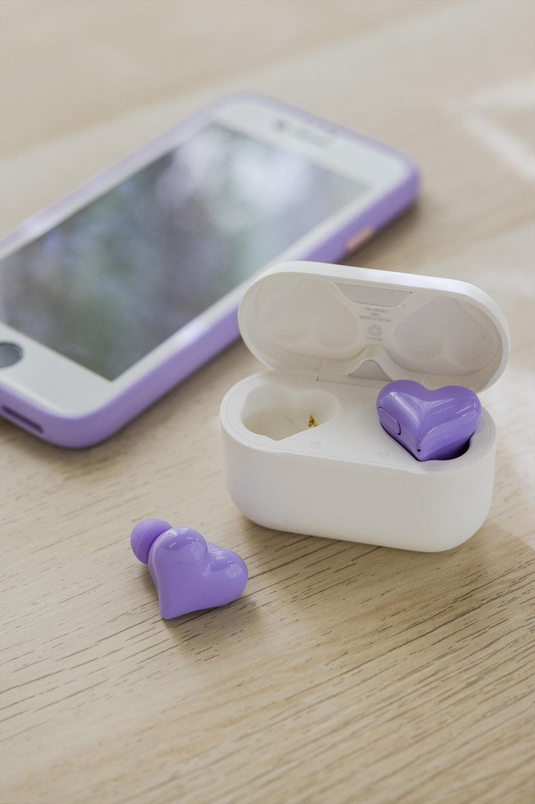 Softbank Selection Heart Buds Wireless Earphones Purple Dynamic 6mm HeartBuds