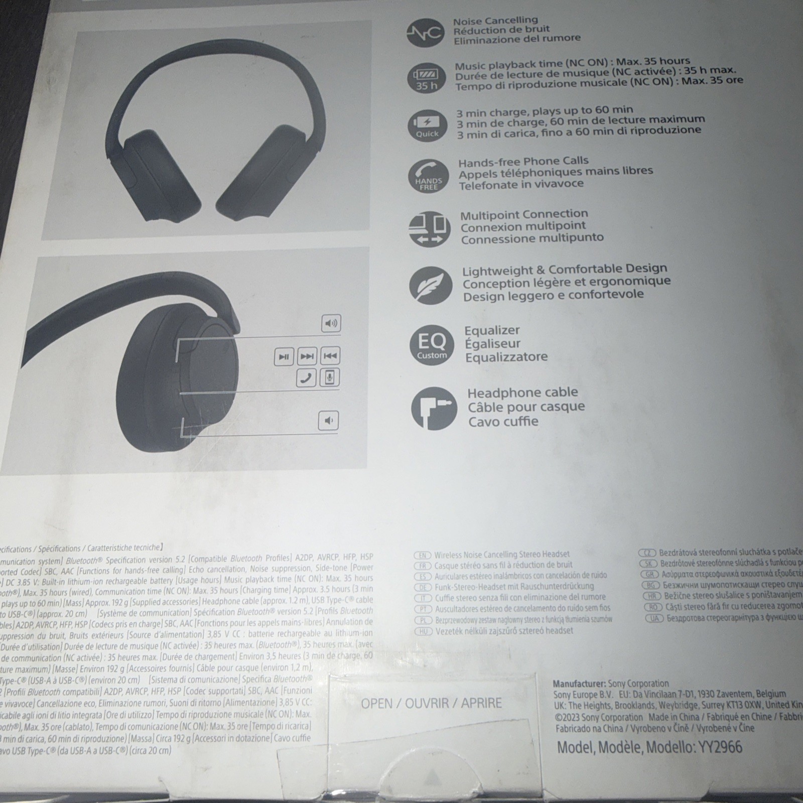 Sony WH-CH720N Wireless Over-Ear Headphones – Black – Open Box