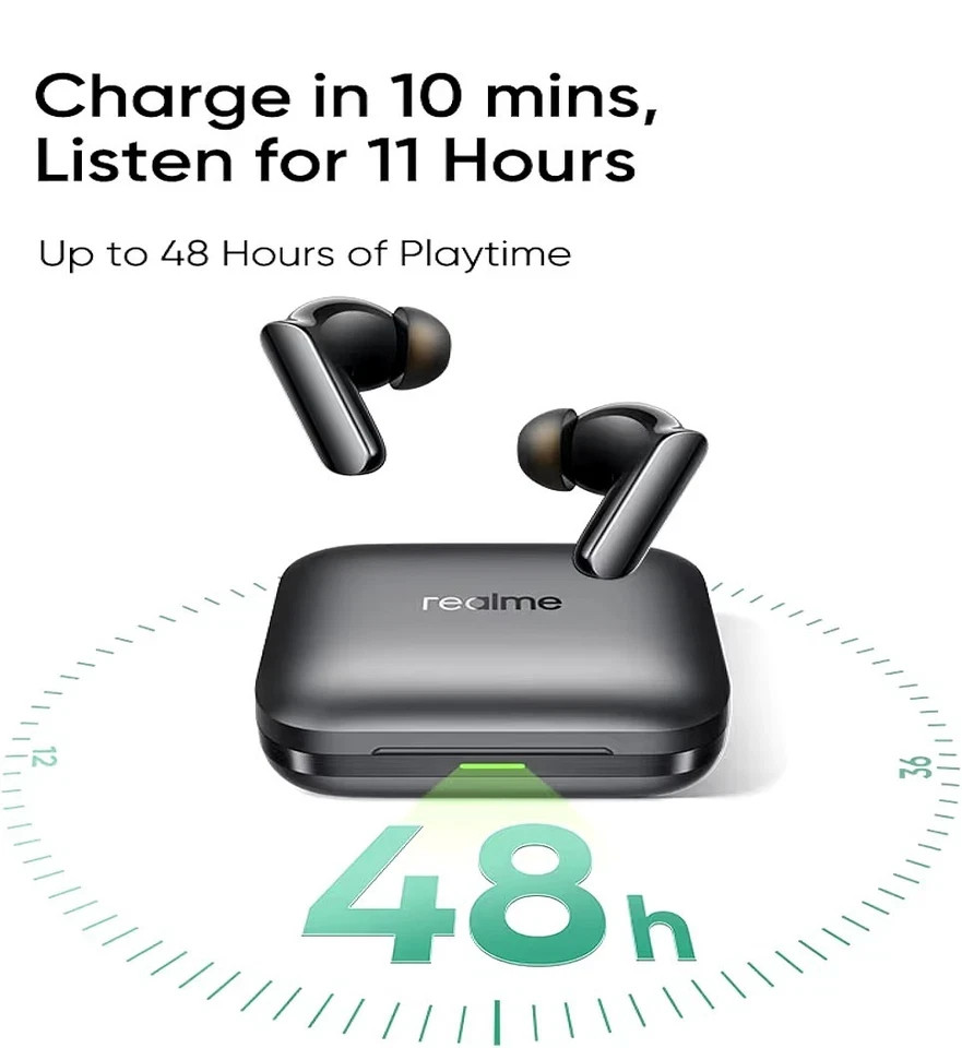 realme Buds Air 7 Pro BT 5.4, Racing Green 11mm+6mm Dual-dac Driver, 53 dB ANC,