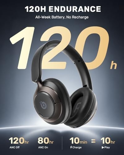 Boean Active Noise Cancelling Headphones, Bluetooth 6.0 Wireless Over Ear Headph