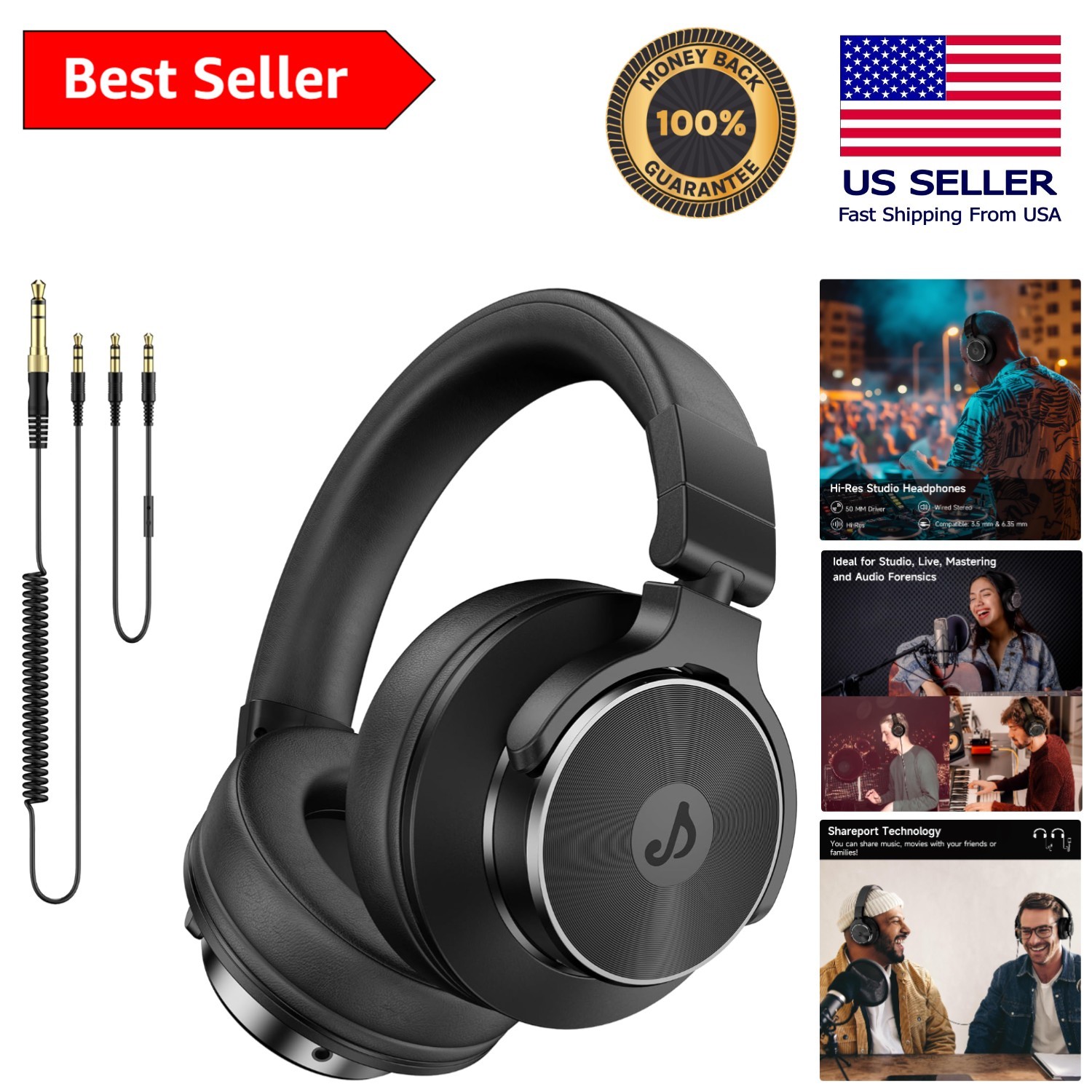 Dynamic Stereo Mixing Headphones with Noise-Cancelling Mic – 20Hz-20kHz Response