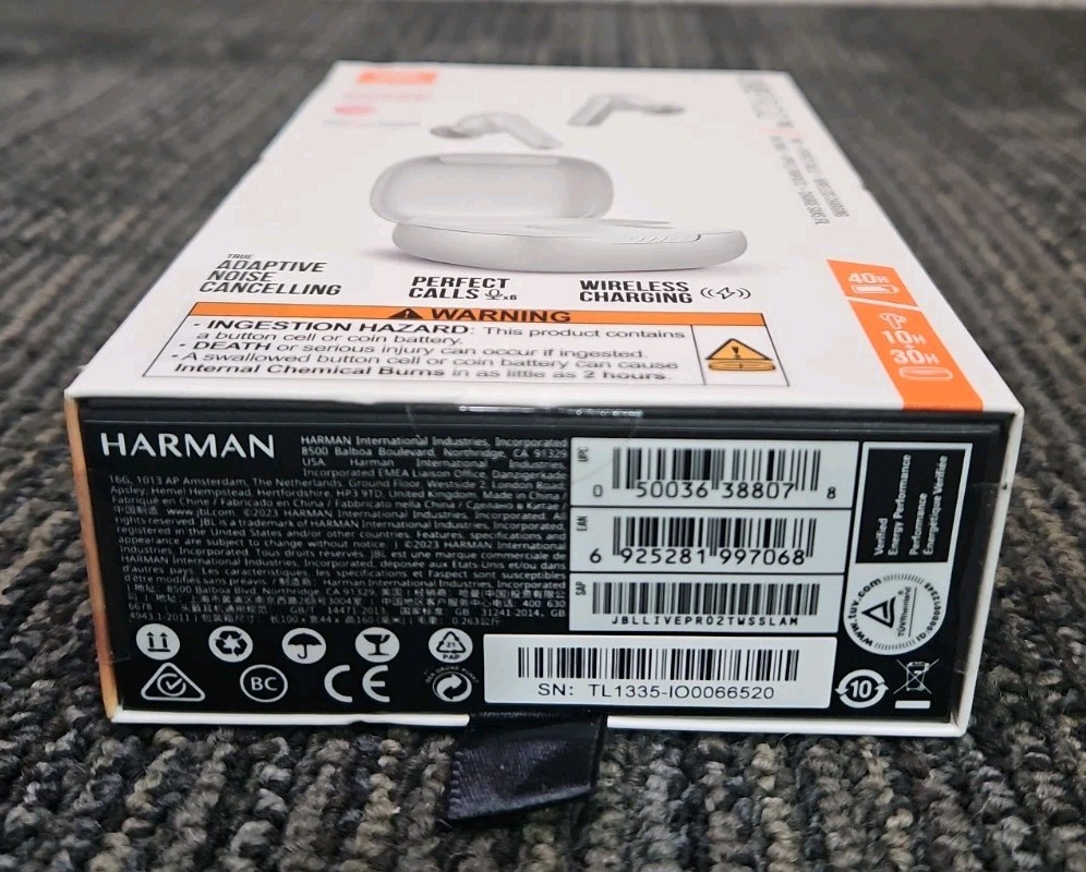 JBL Harman JBLLIVEPRO2TWSSLAM Live Pro 2 True Wireless Noise Canceling Earbuds