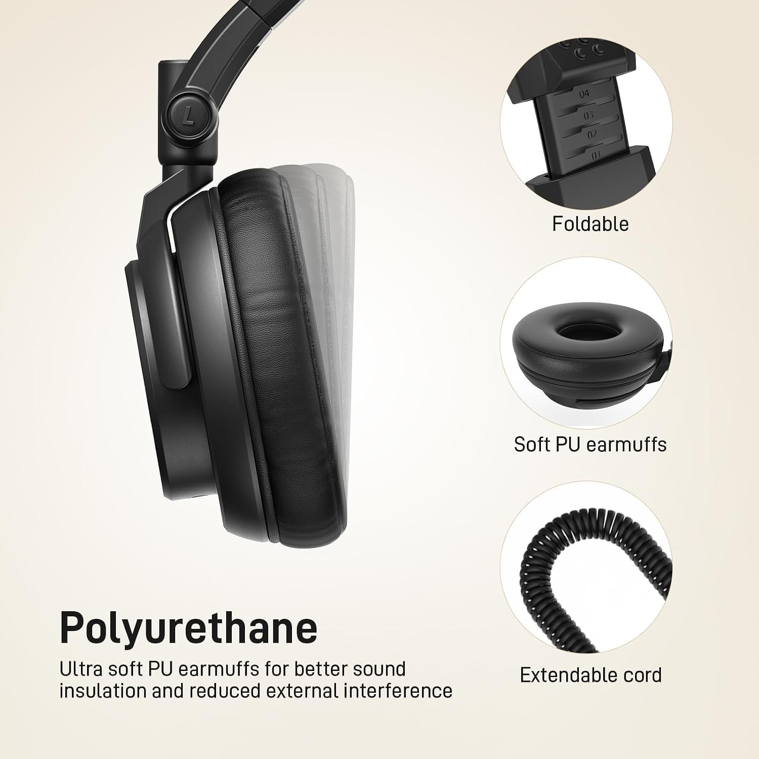 Multi-Functional DJ Headphones with Detachable Cable