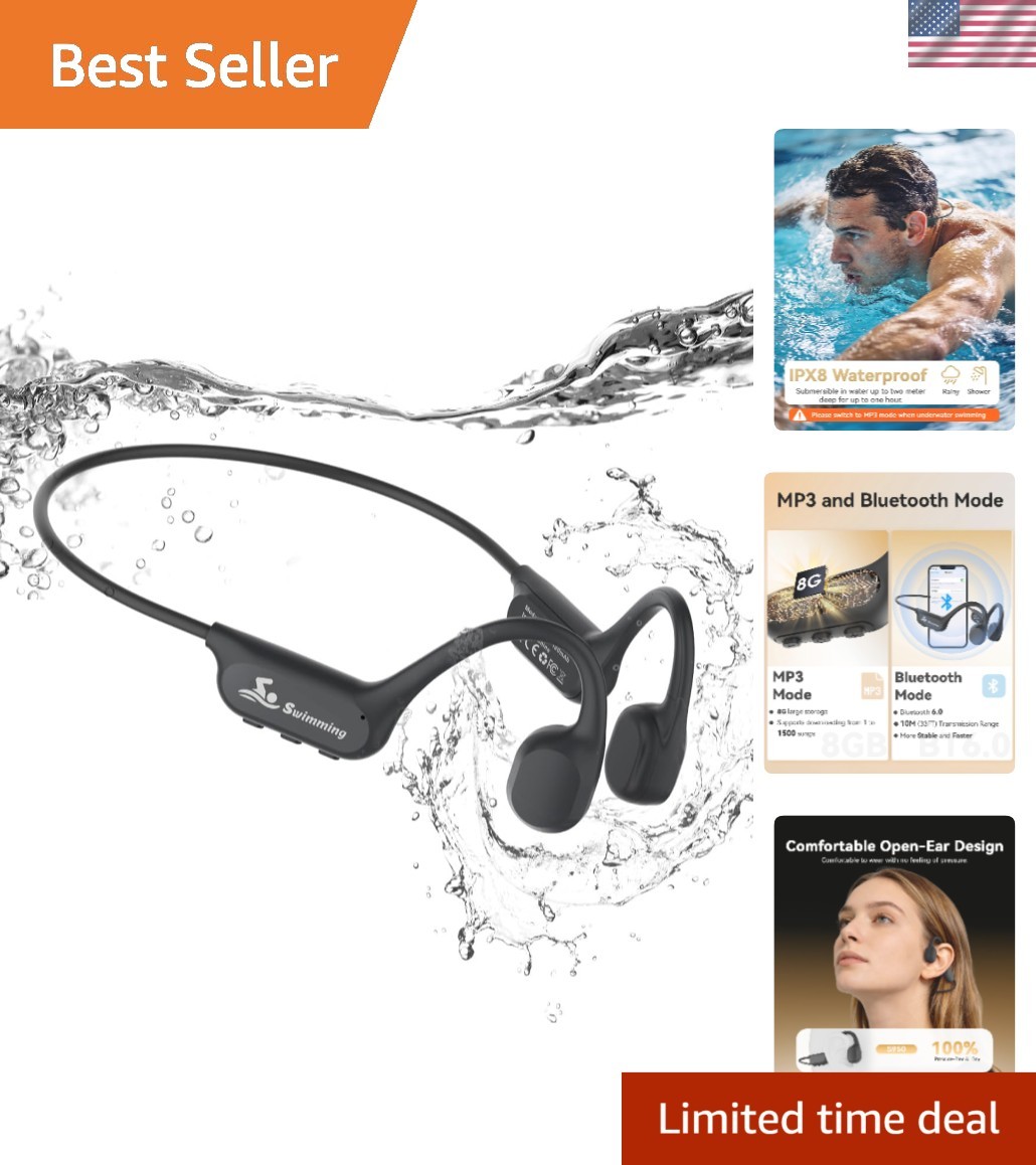 Ergonomic Bluetooth 6.0 Waterproof Earbuds with 8GB Music for Active Lifestyles