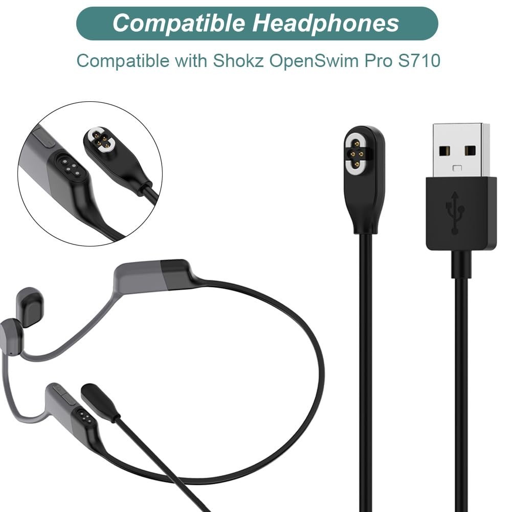 Magnetic Charging Cable for OpenSwim Pro S710, 3.3ft/1m, Bone Conduction Headpho