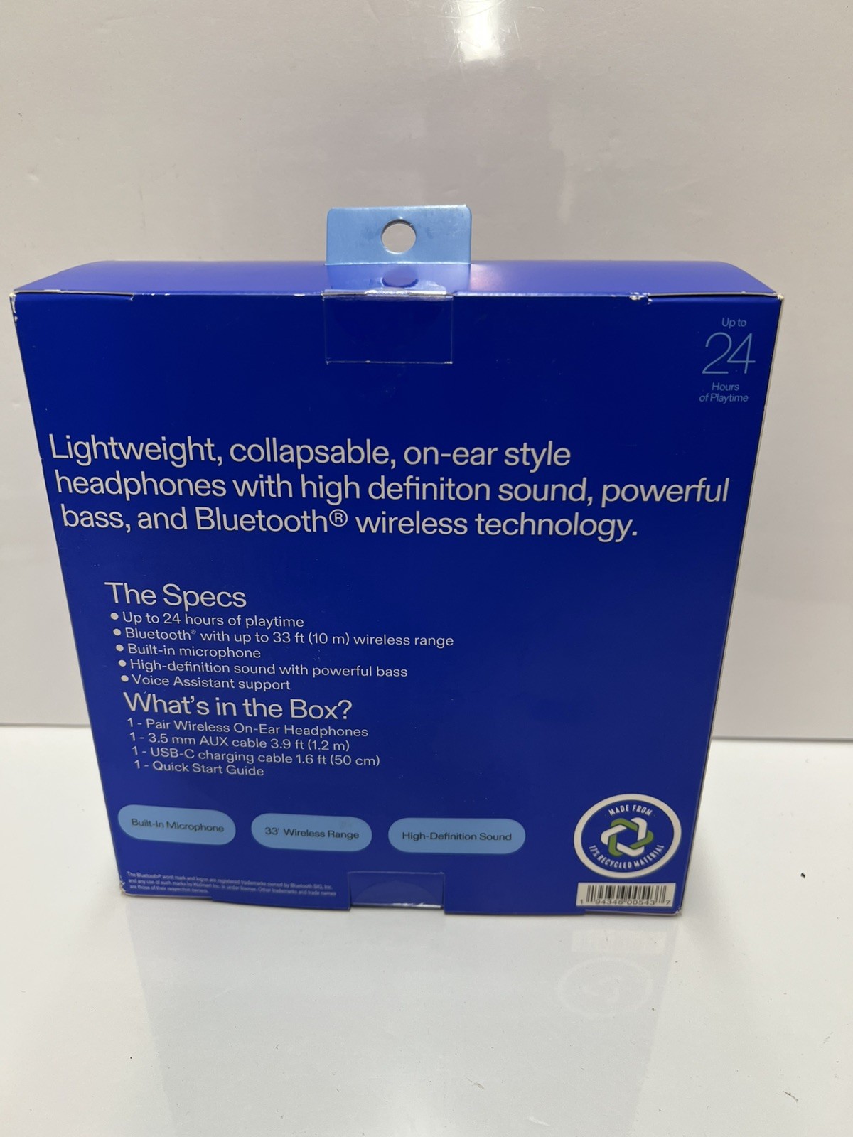 Onn High Definition On-Ear Headphones Wireless Or Wired With Built In Microphone