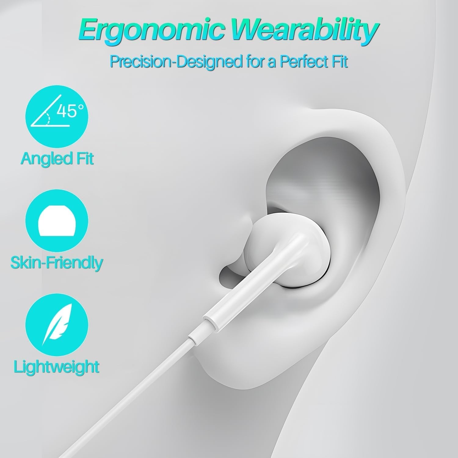 USB C Headphones for iPhone 15/16/17 Pro Max, Type C White