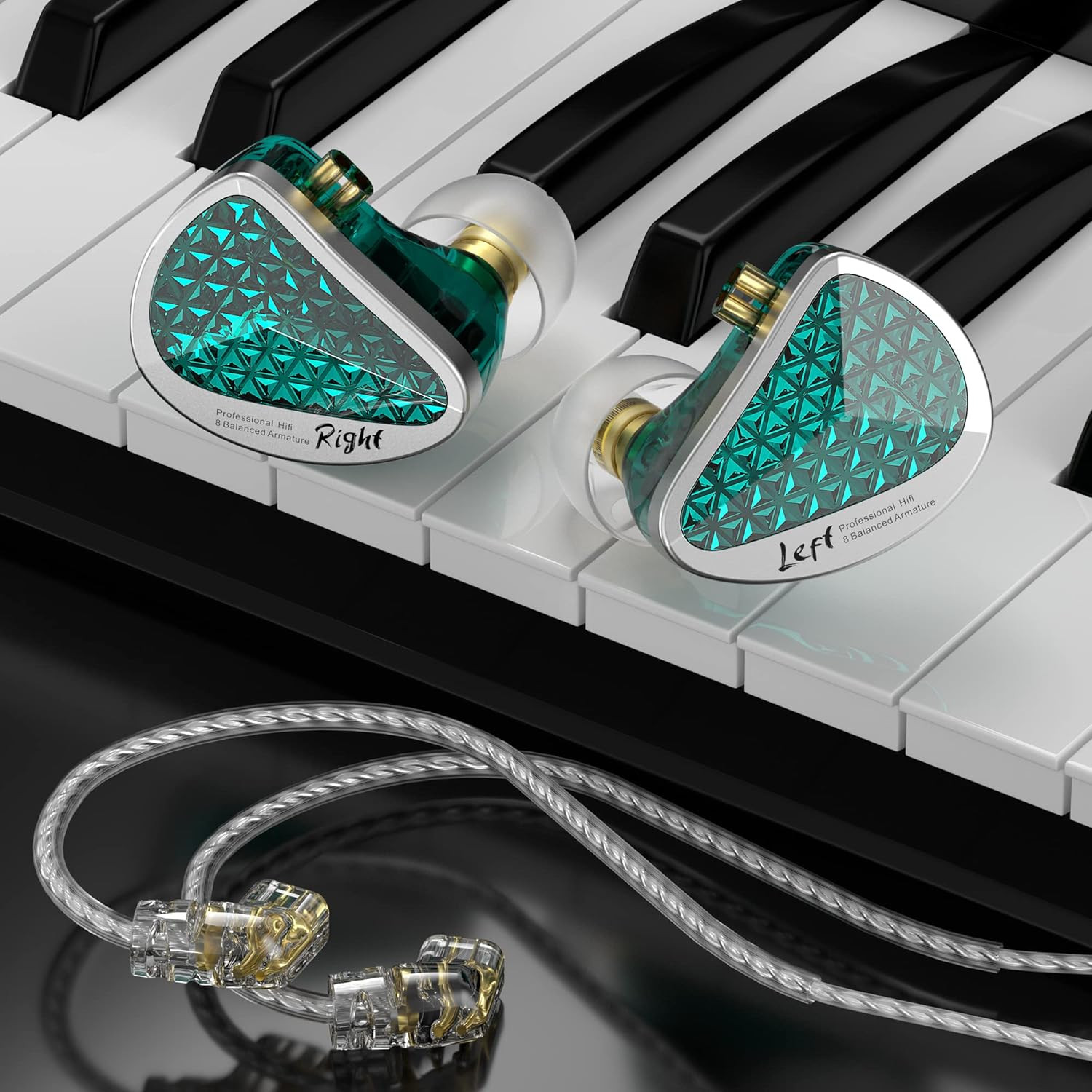 AS16 Pro Wired Earbuds, 16BA Drivers, HiFi Bass, Detachable Cable, Cyan