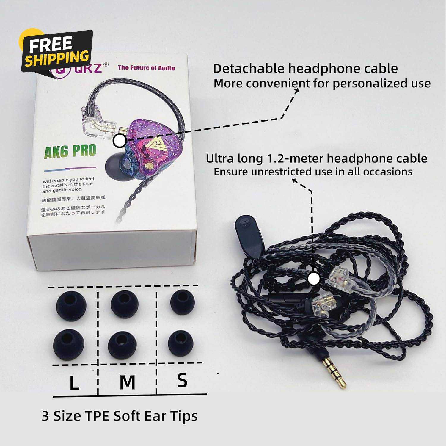 QKZ AK6 Pro Wired IEM for Gaming Earbuds with MIC, in Ear Monitor