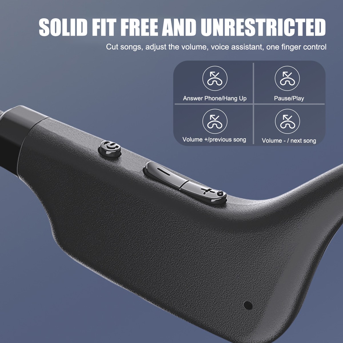 Bone Conduction Bluetooth 5.2 Headphones Sports Open-Ear with MP3 Mode 8Hrs Play