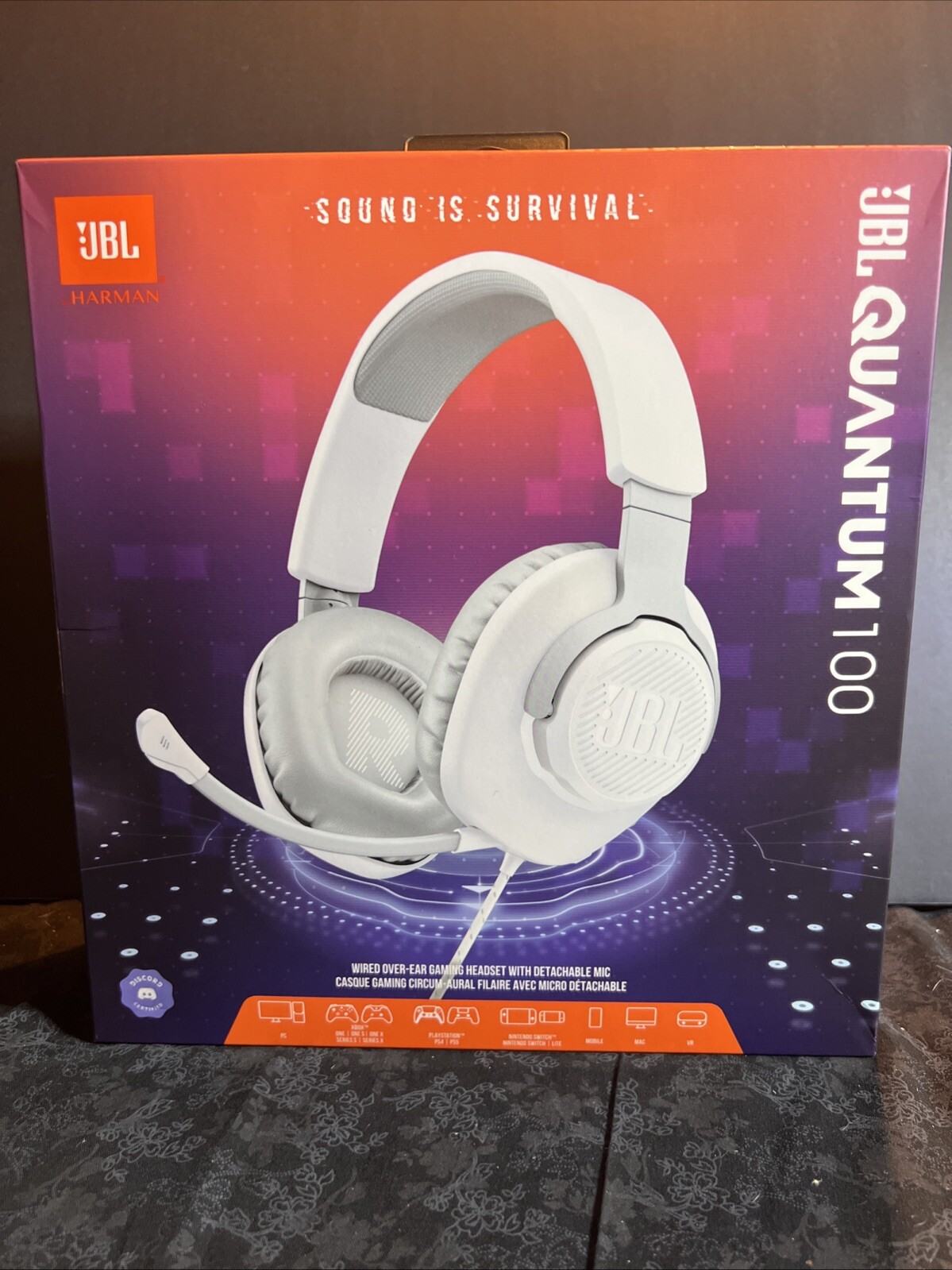 JBL Quantum 100 Wired Gaming Headset Headphones With Detachable Voice Microphone