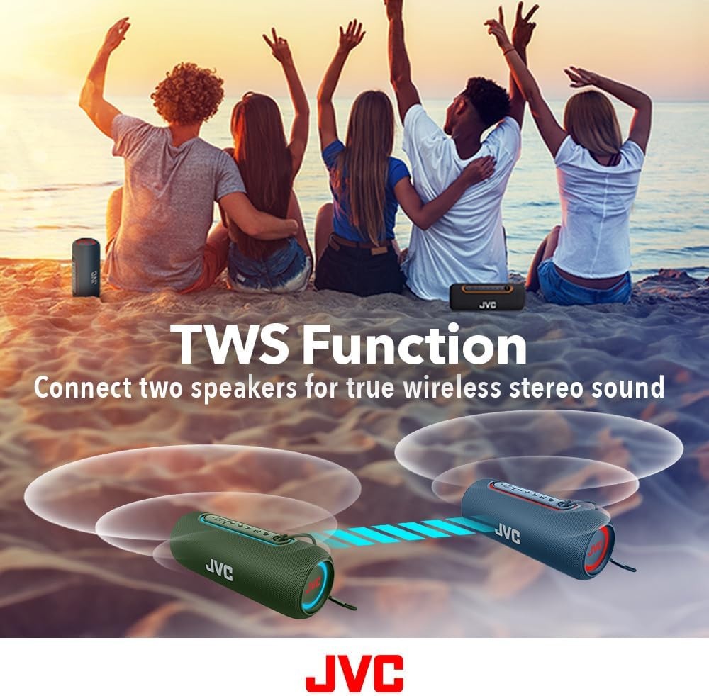 JVC Illuminated Portable Wireless Speaker Bluetooth TWS USB-C SPPA5BTB