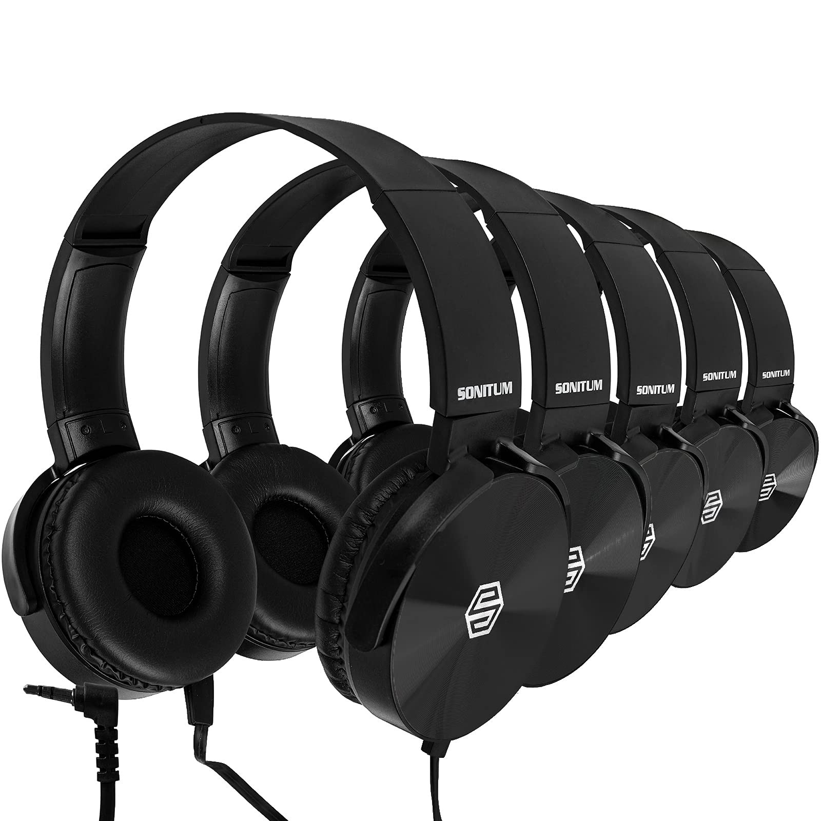 Sonitum Classroom Headphones 10-Pack, On Ear, 3.5mm Jack, HQ Stereo Sound