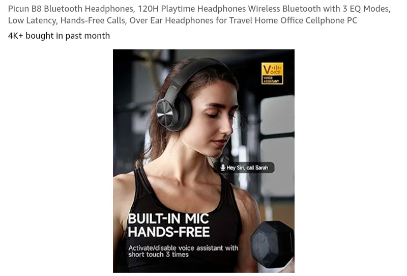 Wireless Headphones, 50 Hours of Playback TimeWireless Headphones with Microphon
