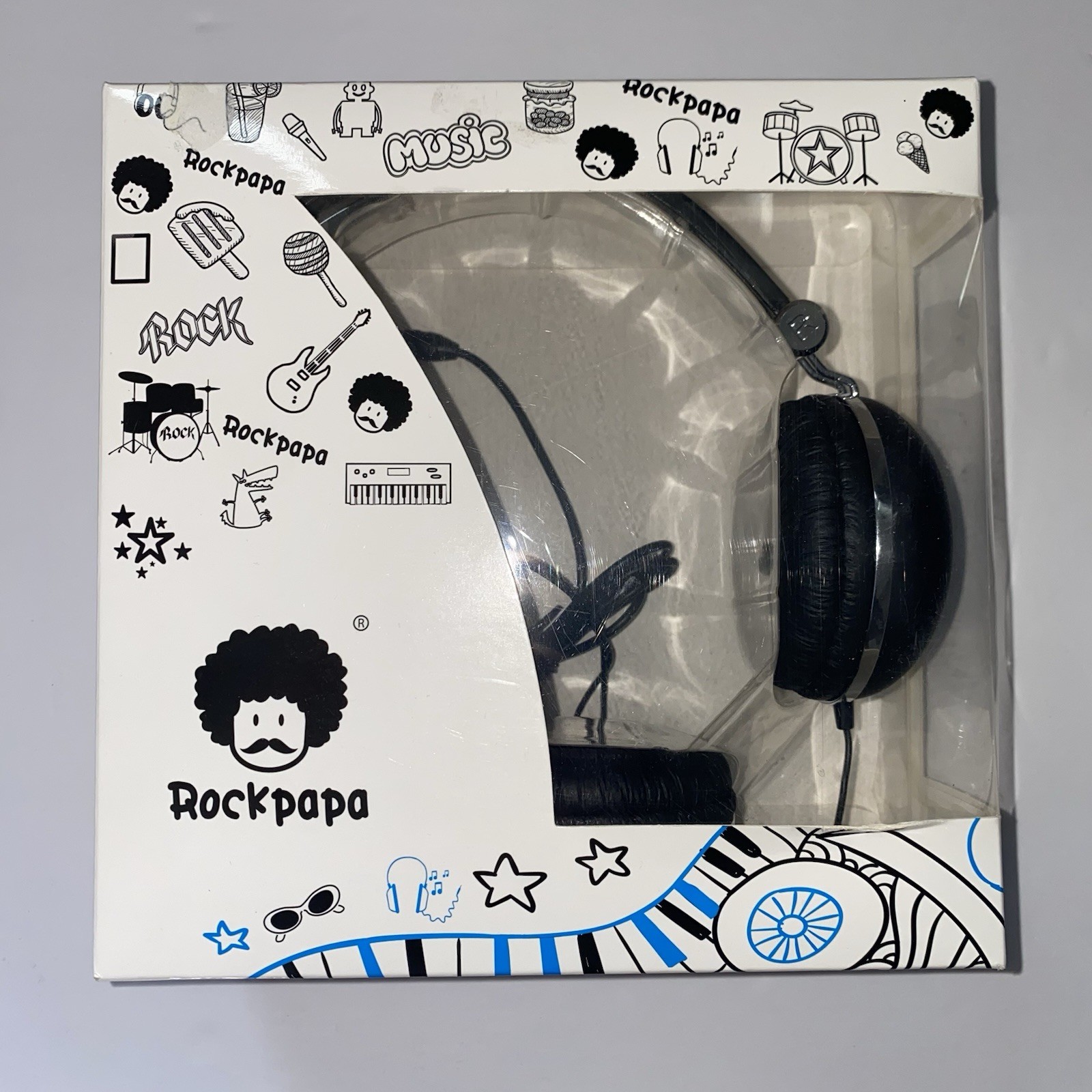 Rockpapa Headphones for School Children ages 5+ Adults Black Suitable for 3.5mm