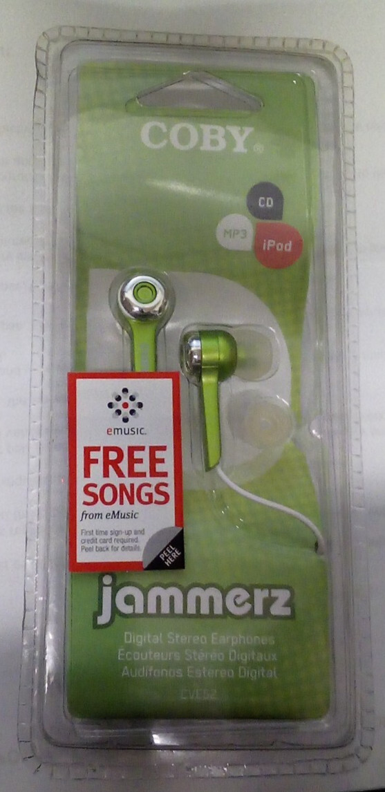 Coby JAMMERZ Super Lightweigh Digital In-Ear WIRED Earphones GREEN
