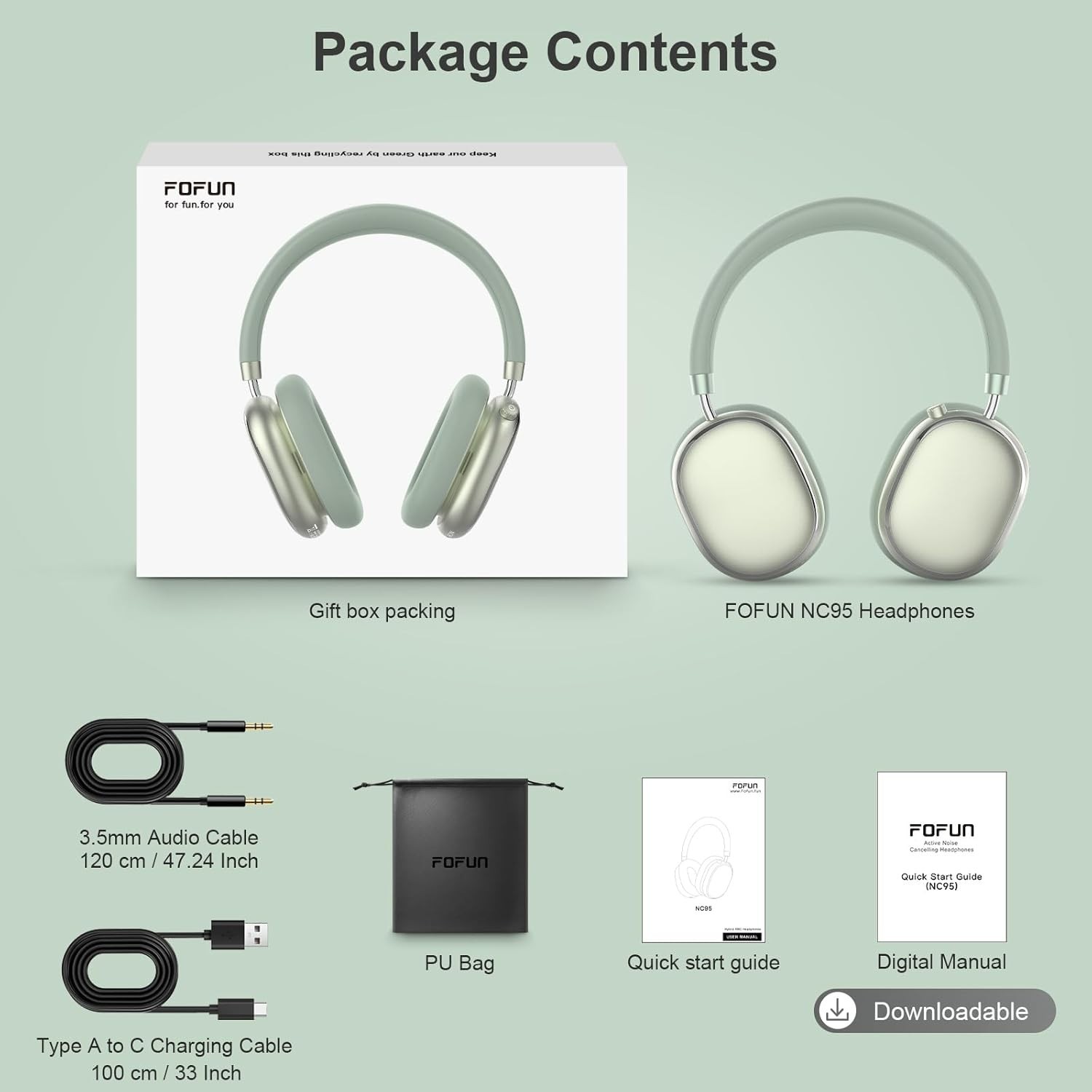 Comfort Fit Over Ear Headphones – 120H Battery Life, Smart Noise Cancellation