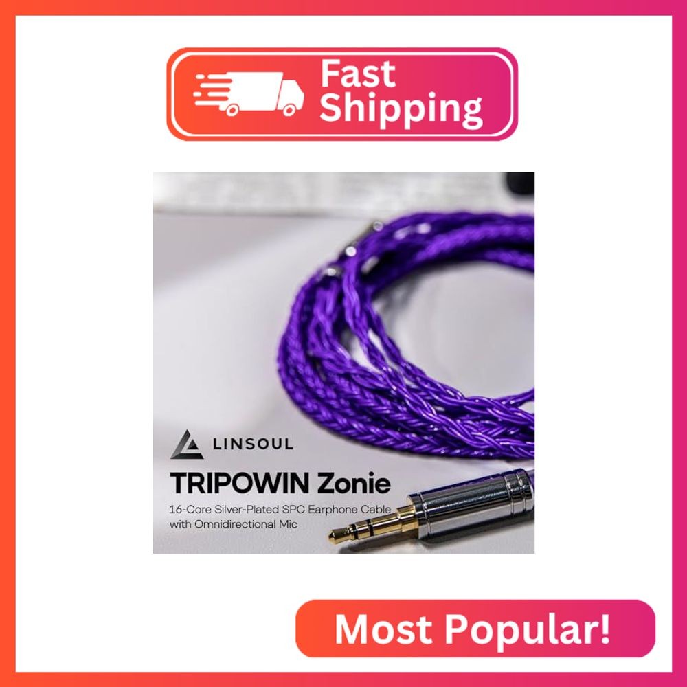 Linsoul Tripowin Zonie IEM Cable, 16 Core Silver Plated Earphone Upgraded Cords,