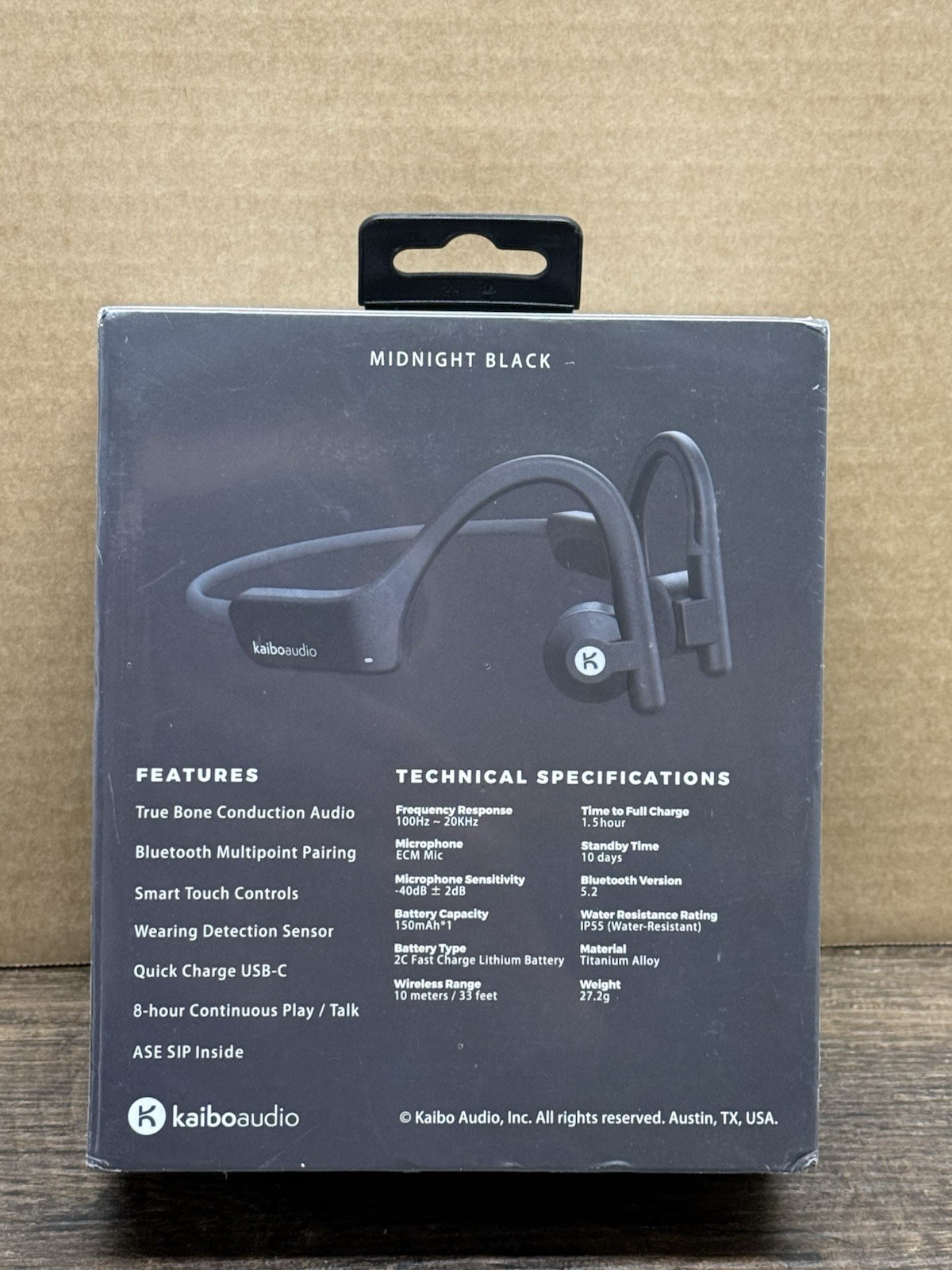 Kaibo Verse Plus Bone Conduction Headphones Multipoint Pairing Midnight Black