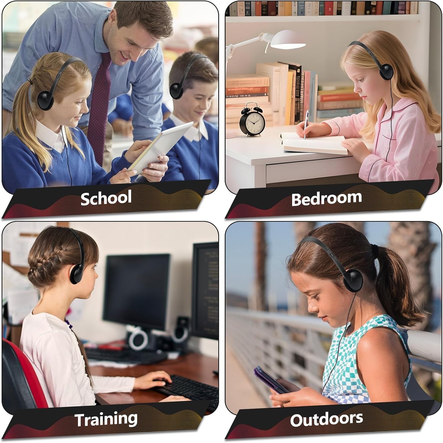 USB C Headphones Bulk 10 Pack for Kids Classroom School,On-Ear Wired USB T61-10