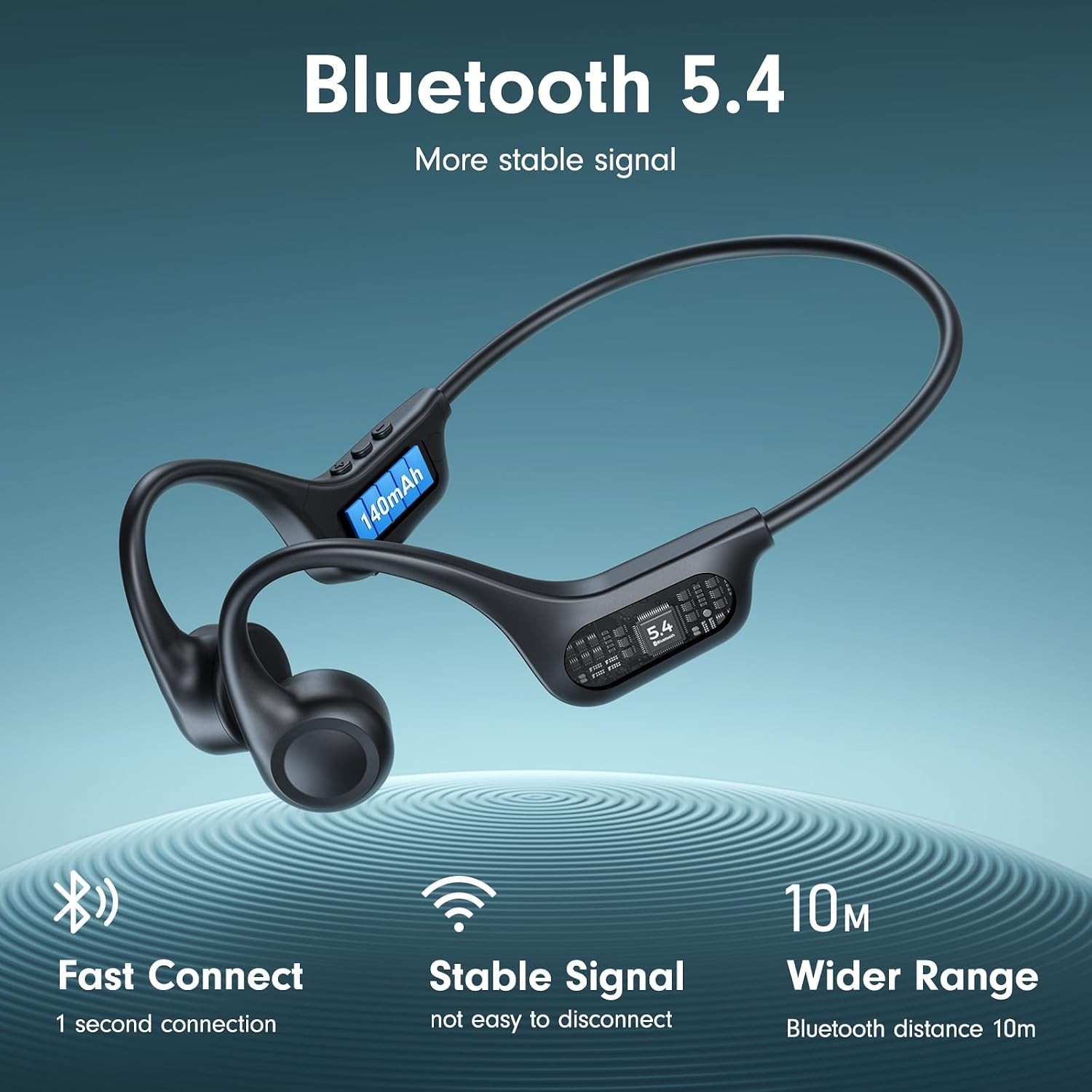 Auriculares de Conducción Ósea Bluetooth 5.4 IP56 8H para Deportes. Nuevo