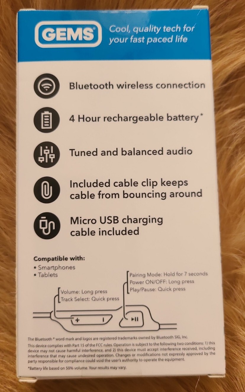 Gems Teal Wireless Bluetooth Earbuds with Built-In Microphone for Smartphone