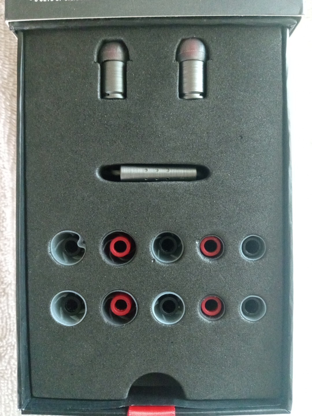 Munitio Billets 9mm Earphones in-line Mic Battle Gray Tactical Case Open Box