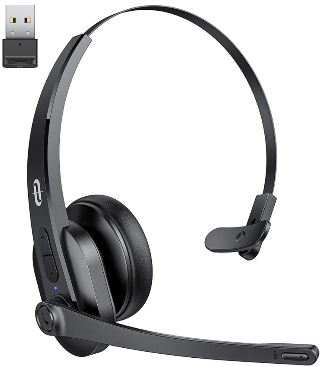 Wireless Headset with Microphone, Mute Button, Noise Cancelling Mic