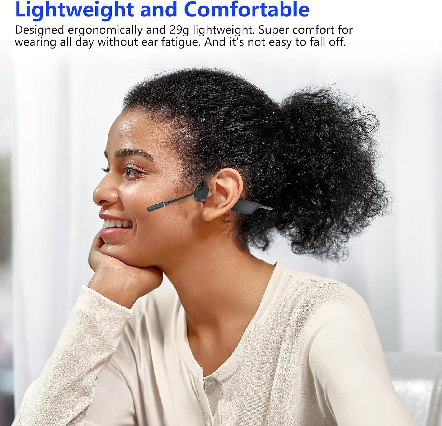 Open-Ear Headphones with Noise-Canceling Mic, Bone Conduction Headphones | AI EN