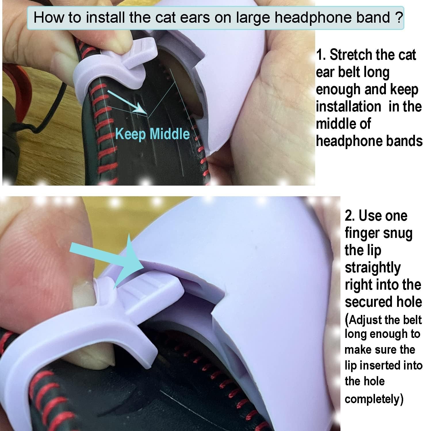 Waterproof Kitty Ear Attachment for Headsets – Black/Pink