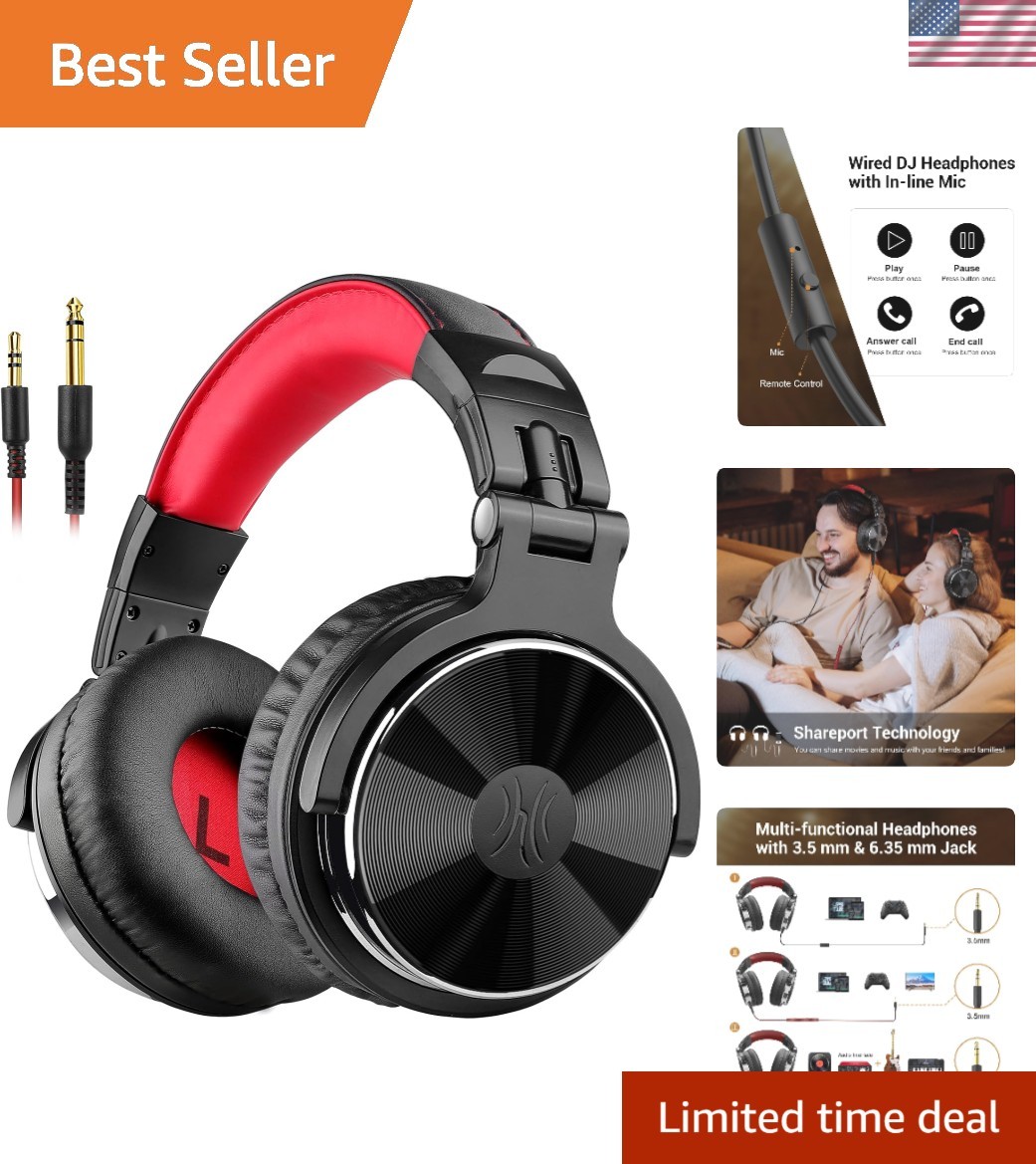Professional Monitoring Headphones – Sound Isolation & Detachable Cables – Red