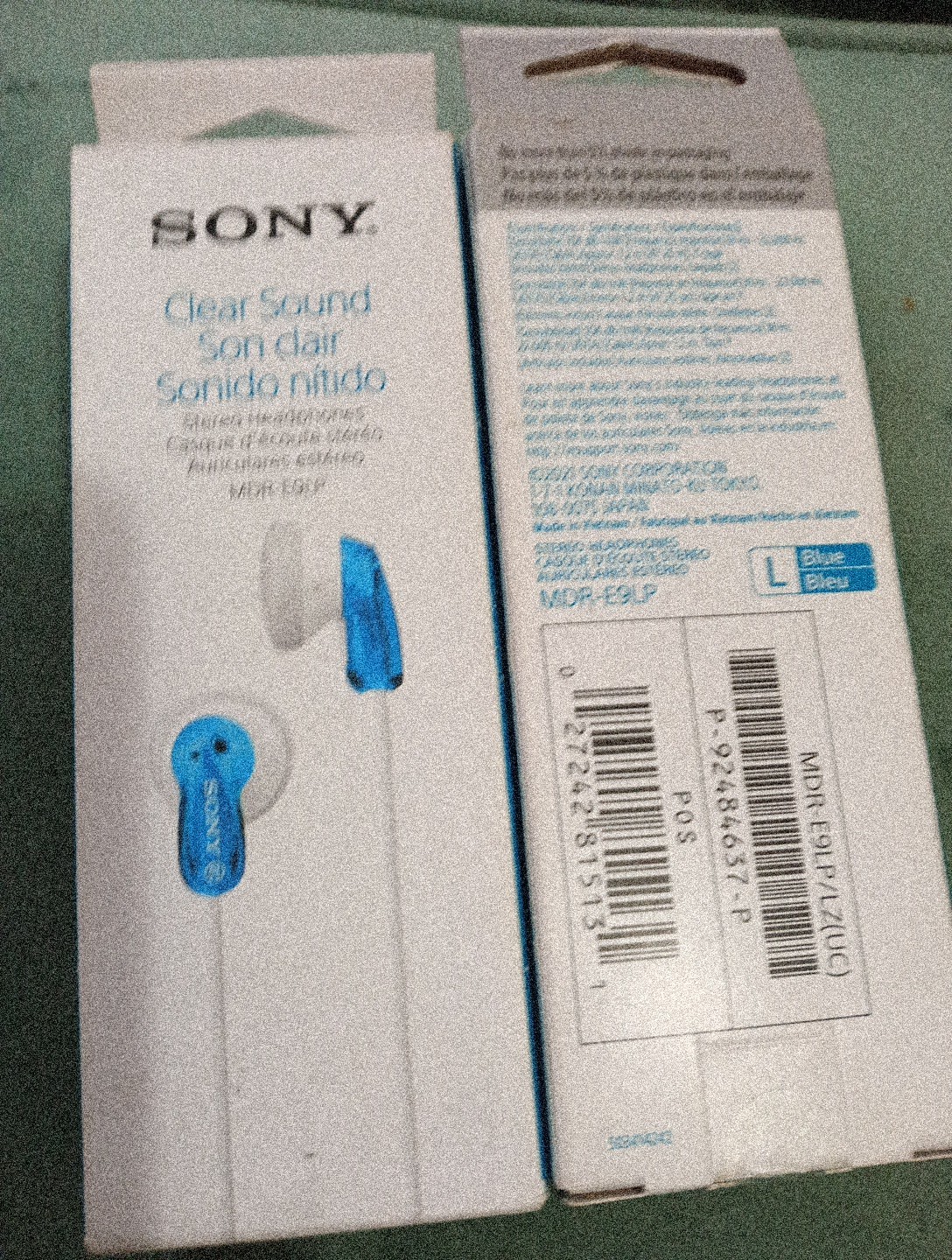 Set Of 2 Sony MDRE9LP Earbud Headphones – Clear Sound – Blue