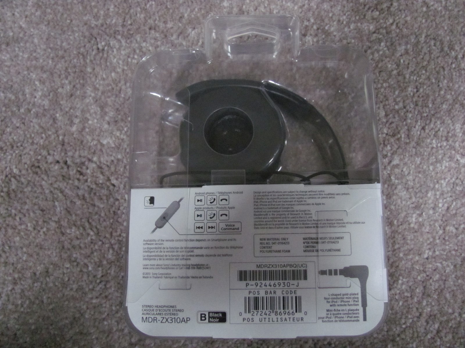 Brand New Sony MDR-ZX310AP High-Quality Balanced Sound Stereo Headphone w/Mic