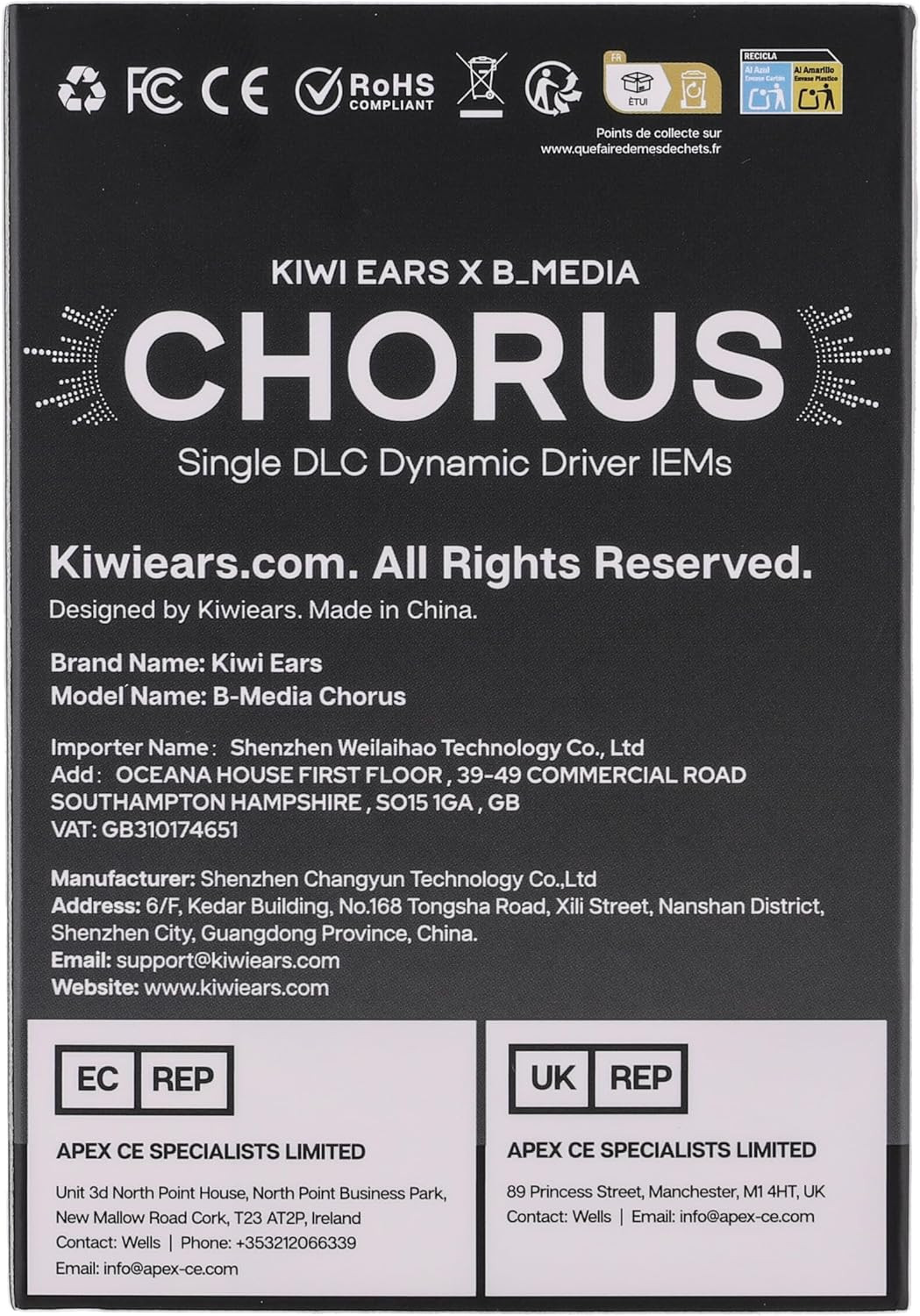 Kiwi Ears X B_Media: Chorus in Ear Monitor,Dlc Diaphragm Dynamic Driver Wired Ea