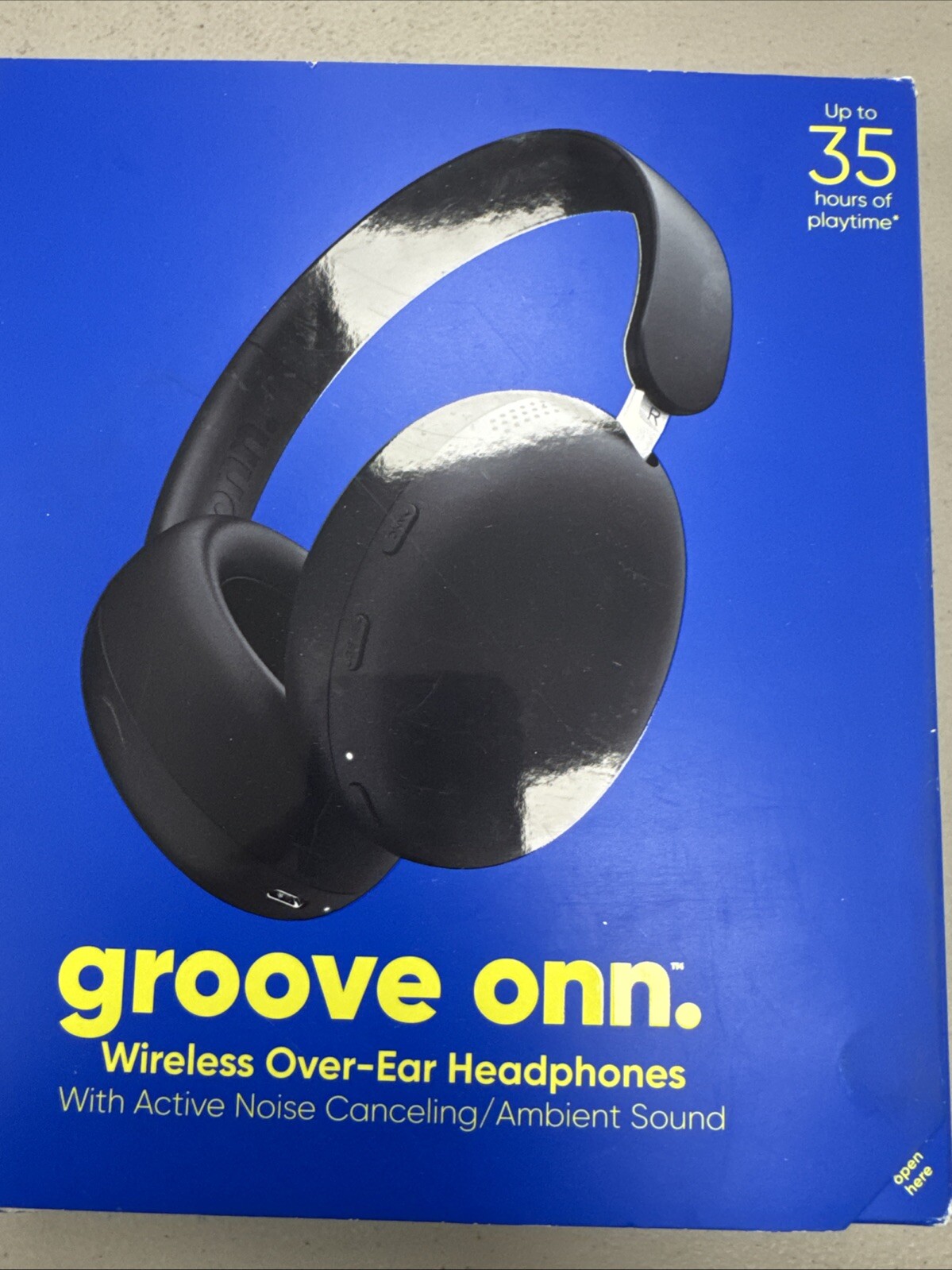Groove Onn. Wireless Over-Ear Headphones with Active Noise Canceling, Black
