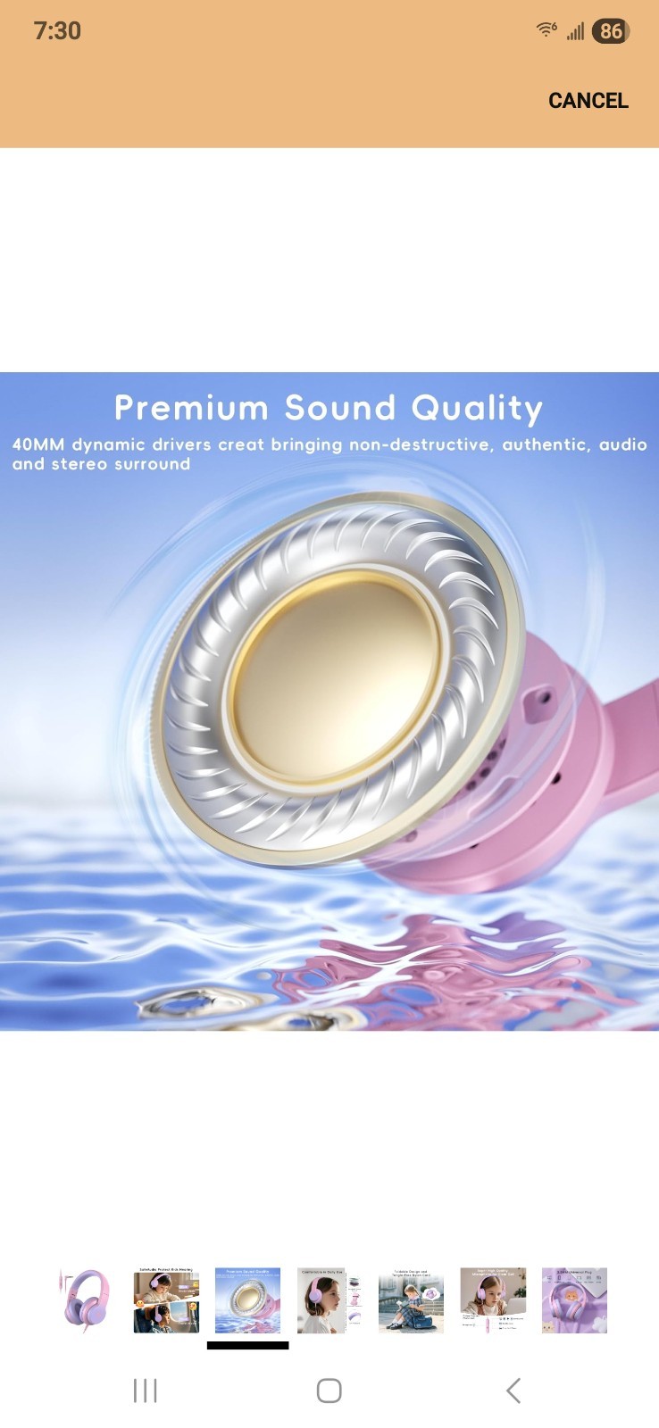 Candy Bila Wired Headphones Pink & Gray 3.5mm Jack Headband Over-Ear